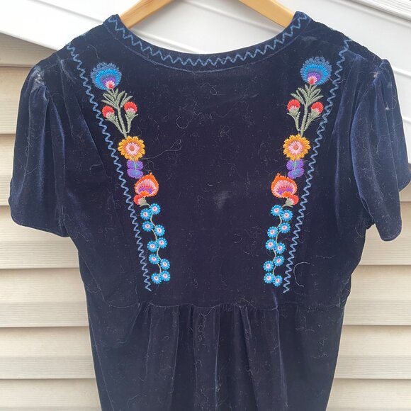 Velvet Blue Embroidered Top - Picture 5 of 5